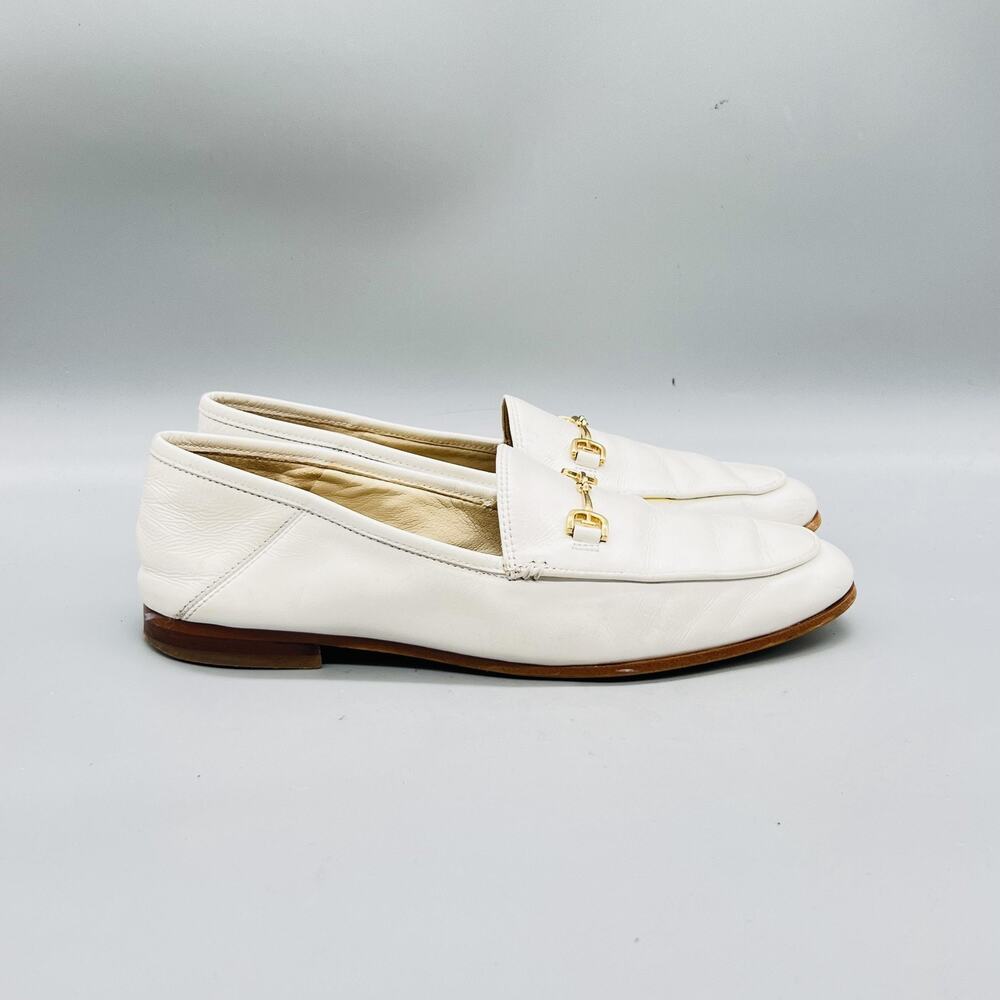 Sam Edelman Shoes Womens 7.5 White Leather Horsebit Loafer Flats Slip On Classic